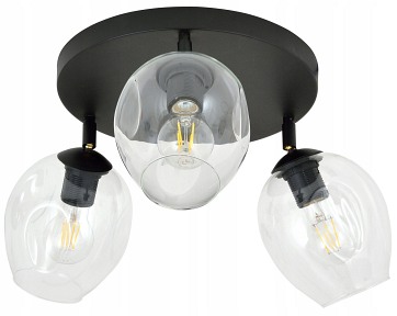 Lampa sufitowa FLOW 3 PREMIUM TRANSPARENT loft klosz czarna