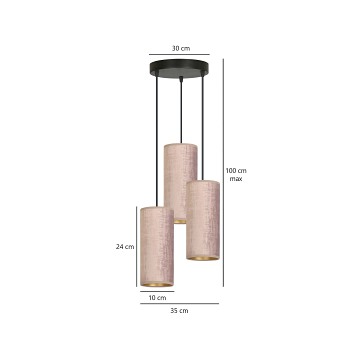 Lampa wisząca BENTE 3 BL PREMIUM ROSE abażur welur różowy