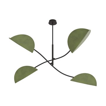 Lampa sufitowa LOTUS 4 BL GREEN abażury, czarna, zielona
