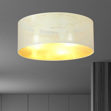 Lampa sufitowa ASTON 3 WHITE/GOLD duży abażur biało/złoty