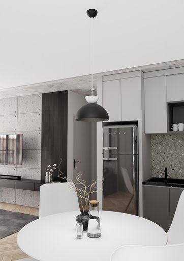 Lampa wisząca LUNARO 1S BL BLACK/WHITE loft, czarna, metal