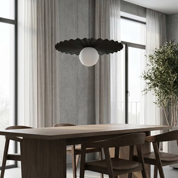 Lampa wisząca UMBRA 1 BLACK nowoczesna, czarna, metal, fala