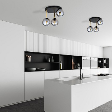 Lampa sufitowa DOLCE 3 BL GRAFIT plafon czarny/złoty/grafit