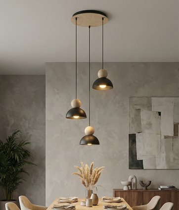 Lampa wisząca KAKI 3PREM BLACK nowoczesna, czarna, metal