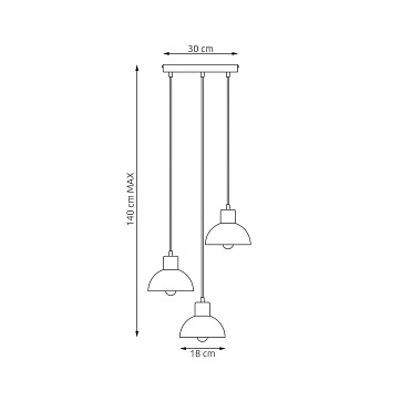 Lampa wisząca SECO 3 WH PREM, loft, metal, biała, drewno