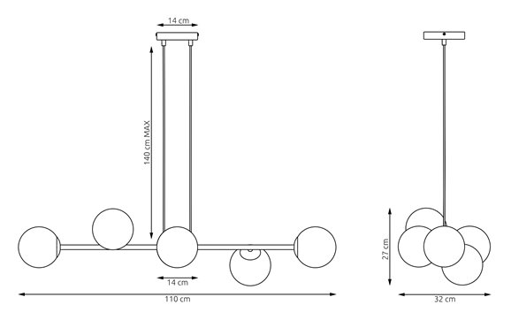 Lampa wisząca MAGNUS 6 BURGUNDY OPAL nowoczesna, klosz
