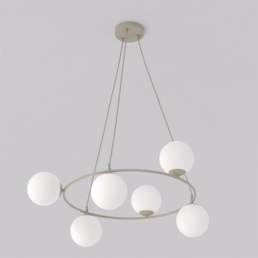 Lampa wisząca AZURA 6 MOKKA OPAL nowoczesna, klosze, beżowa