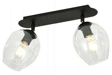 Lampa sufitowa FLOW 2 BL TRANSPARENT loft klosz czarna