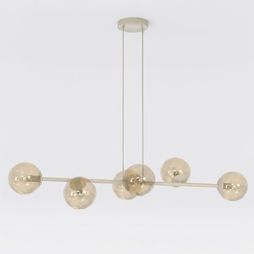 Lampa wisząca MAGNUS 6 MOKKA AMBER nowoczesna, klosz miodowa