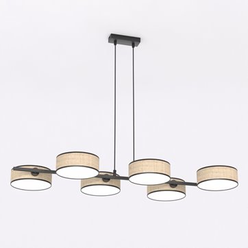 Lampa wisząca DRUMZ 6 RATTAN nowoczesna, brązowa, abażury