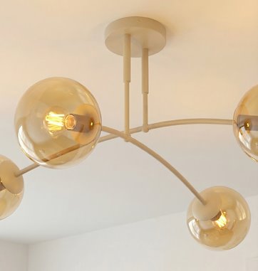 Lampa sufitowa PREGOS 4 MOKKA AMBER klasyczna, klosz, beżowa