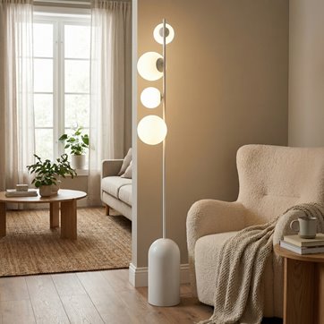 Lampa podłogowa ETNO LP4 BL WHITE nowoczesna, biała, metal