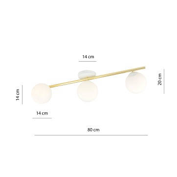 Lampa sufitowa SPLENDI 3 WH OPAL plafon klosze biała/złota