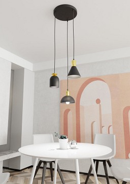 Lampa wisząca FOX 3 PREM BL, loft, czarny, złoty