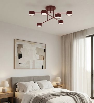 Lampa sufitowa HALO 6 BURGUNDY minimalistyczna, metal