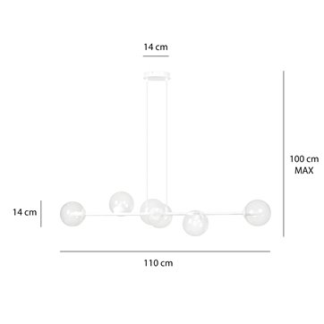 Lampa wisząca ROSSI 6 WH TRANSPARENT nowoczesna klosz biała