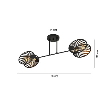 Lampa sufitowa TALIA 2 BLACK żyrandol DESIGN czarny/złoty