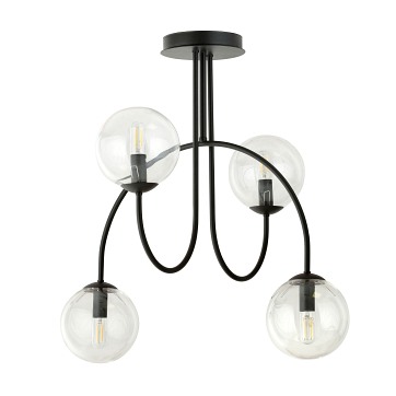 Żyrandol ARCHI 4A BL TRANSPARENT nowoczesny, klosze, czarny