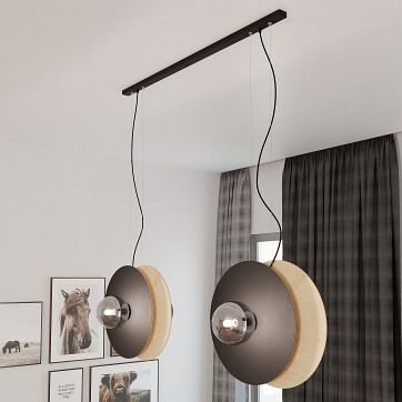 Lampa wisząca SOHO 4 BL GRAFIT designerska, drewno, klosze