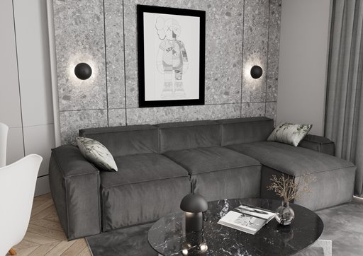 Lampka nocna MUSH LN2 BL BLACK metal, czarna, loft