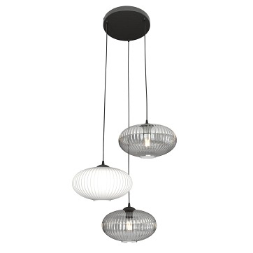 Lampa wisząca COCO 3 BL PREM MIX, duży klosz, czarna