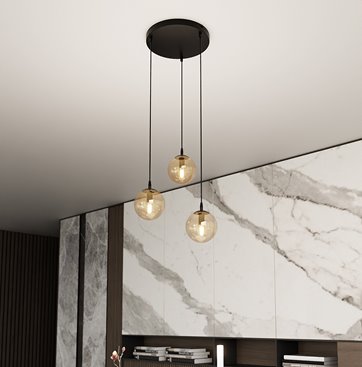 Lampa wisząca COSMO 3 BL PREMIUM MIODOWY loft, klosz miodowy