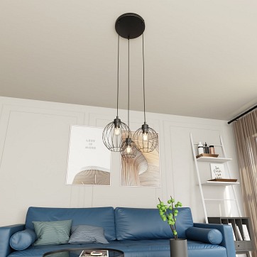 Lampa wisząca NANDO 3PREM BL loft, nowoczesna, czarna