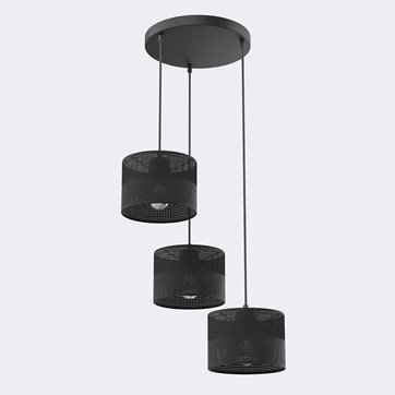 Lampa wisząca KARBON 3 BLACK PREMIUM abażur, czarna