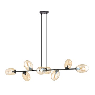 Lampa wisząca PANDORA 8 BL MIODOWY klosze czarny/bursztyn