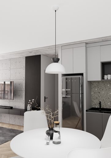 Lampa wisząca LUNARO 1S BL WHITE/BLACK loft, biała, metal