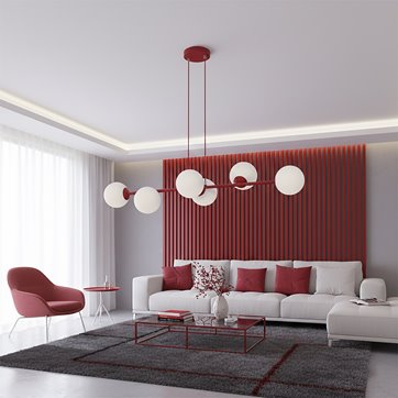 Lampa wisząca MAGNUS 6 BURGUNDY OPAL nowoczesna, klosz