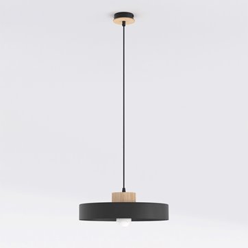 Lampa wisząca KIVI 1L BLACK nowoczesna, czarna, metal drewno