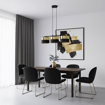 Lampa wisząca LUX 3 BL GOLD abażur, czarny, złoty