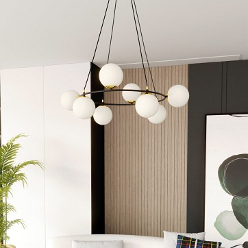 Lampa wisząca AZURA 8 BL OPAL wyjątkowa, nowoczesna, klosze