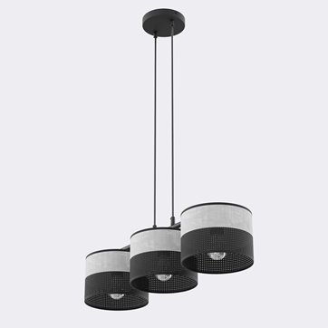 Lampa wisząca KARBON 3 BL GRAY klasyczna, abażur, szara