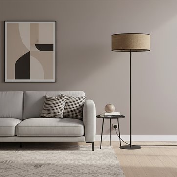 Lampa podłogowa ECO LP1 BROWN klasyczna, brązowa, abażur