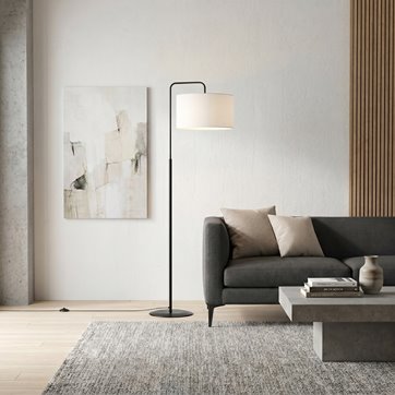 Lampa podłogowa TRAPO LP1 BL czarna, biały abażur