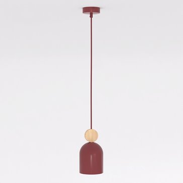 Lampa wisząca MESI 1 BURGUNDY nowoczesna, metal, drewno