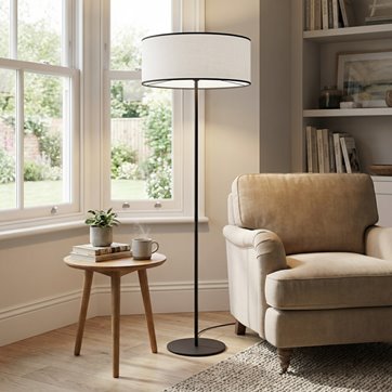 Lampa podłogowa ECO LP1 GRAY klasyczna, szara, abażur