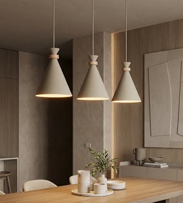 Lampa wisząca ZERO 3 MOKKA nowoczesna, beżowa, metal, drewno