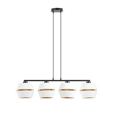 Lampa wisząca PIANO 4 WHITE/GOLD abażury czarna/biała/złota