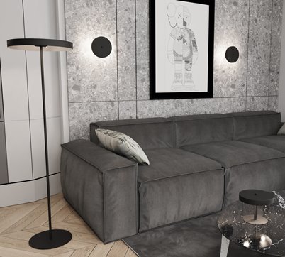Lampka nocna NEMO LN2 BL BLACK metal, czarna, loft