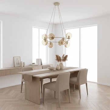 Lampa wisząca AZURA 8 MOKKA AMBER nowoczesna, klosze, beżowa