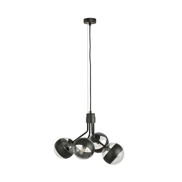 Lampa wisząca NOVA 4 BL/STRIPE klosze czarna/transparent