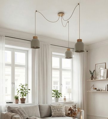 Lampa wisząca KRU 3 MOKKA nowoczesna, beżowa, metal, pająk