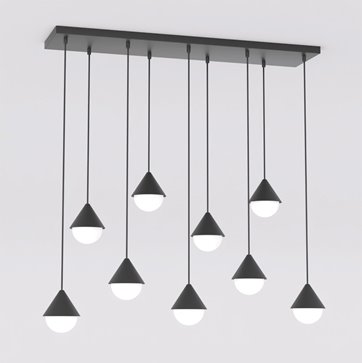 Lampa wisząca GIRO 9 BLACK nowoczesna, czarna, metal