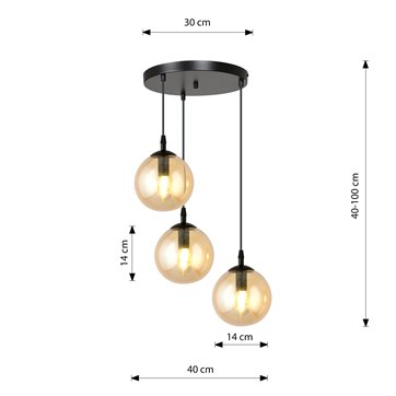 Lampa wisząca COSMO 3 BL PREMIUM MIODOWY loft, klosz miodowy