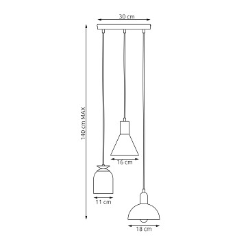 Lampa wisząca FOX 3 PREM BL, loft, czarny, złoty