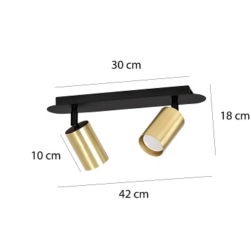 Lampa sufitowa ZEN 2 BLACK minimalistyczna tuba czarno/złota