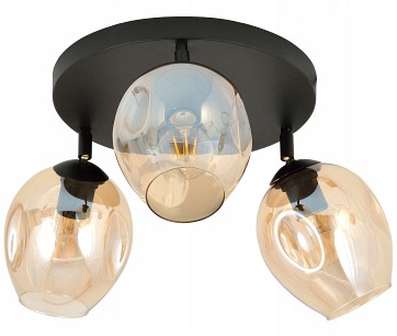 Lampa sufitowa FLOW 3 PREMIUM MIODOWY loft czarna bursztyn